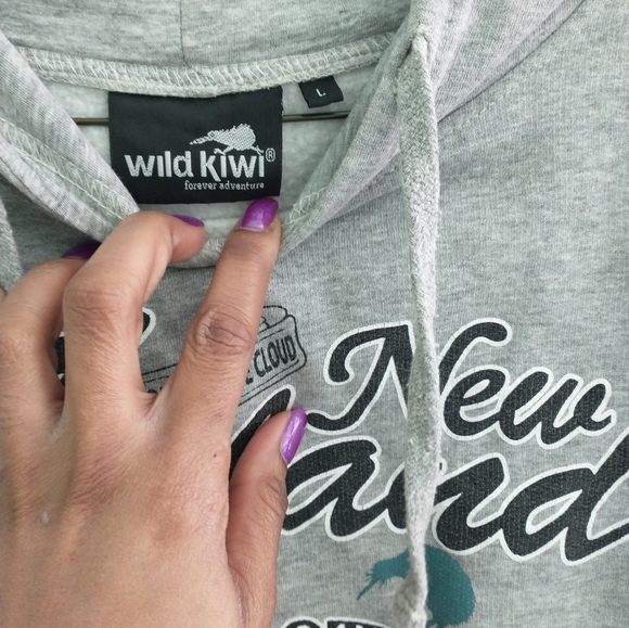 Unisex gray New Zealand graphic drawstring hoodie - Picture 8 of 10